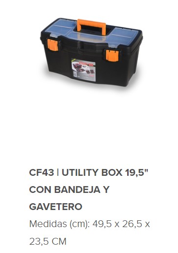 (CF43) CAJA PLASTICA PARA HERRAMIENTAS BOX 19.5" UTILITY - FERRETERIA - CAJAS PLASTICAS P/HERRAMIENTAS